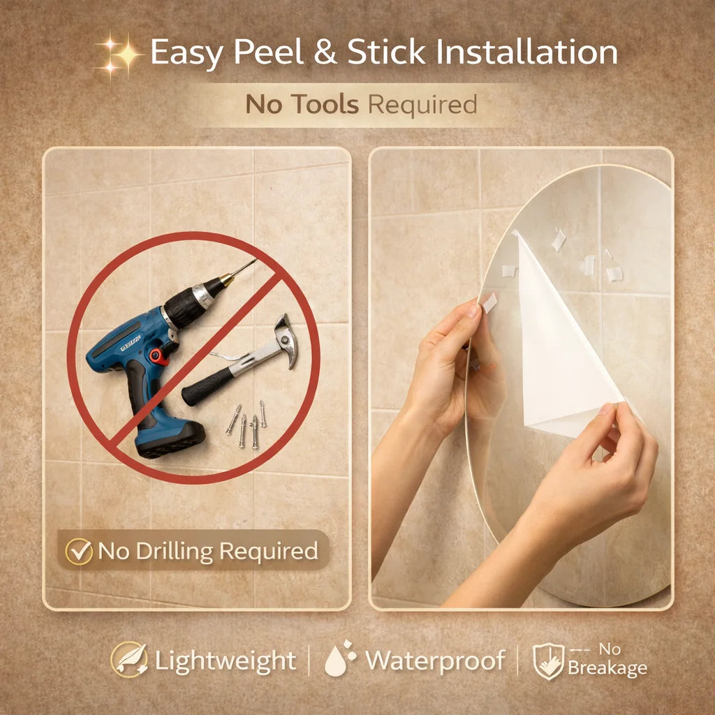 Unbreakable Stick-On Wall Mirror