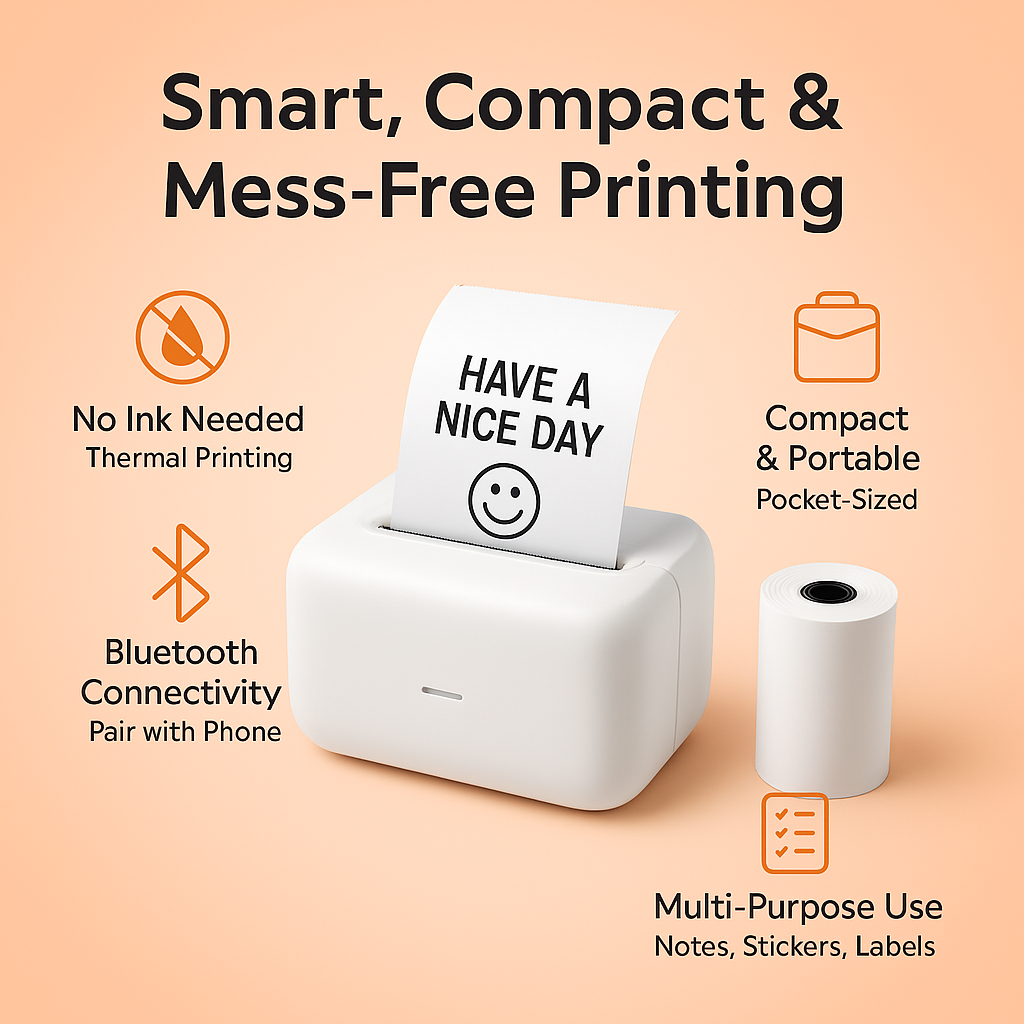 Mini Wireless Printer (Free 2 Paper Rolls)