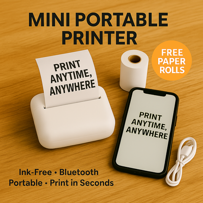 Mini Wireless Printer (Free 2 Paper Rolls)