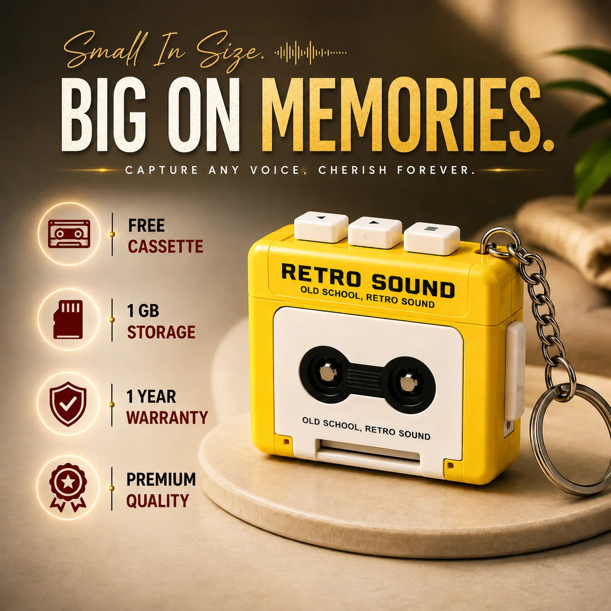 Retro Voice Recorder Keychain