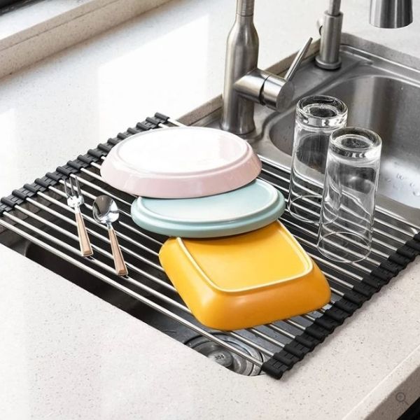 Multipurpose Roll-Up Dish Drying Rack