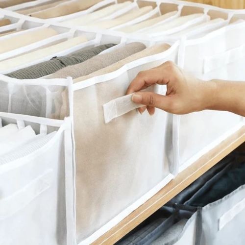 PACK OF 2- TRANSPARENT CLOTHES COMPARTMENT STORAGE ORGANIZER